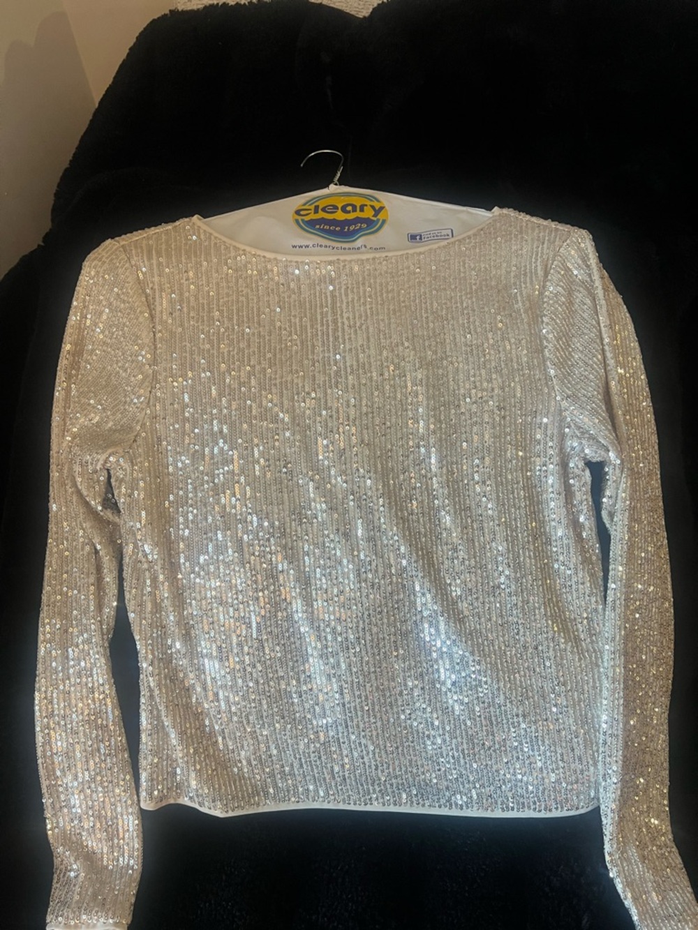 LOFT Gold Sequin Long-Sleeve Top